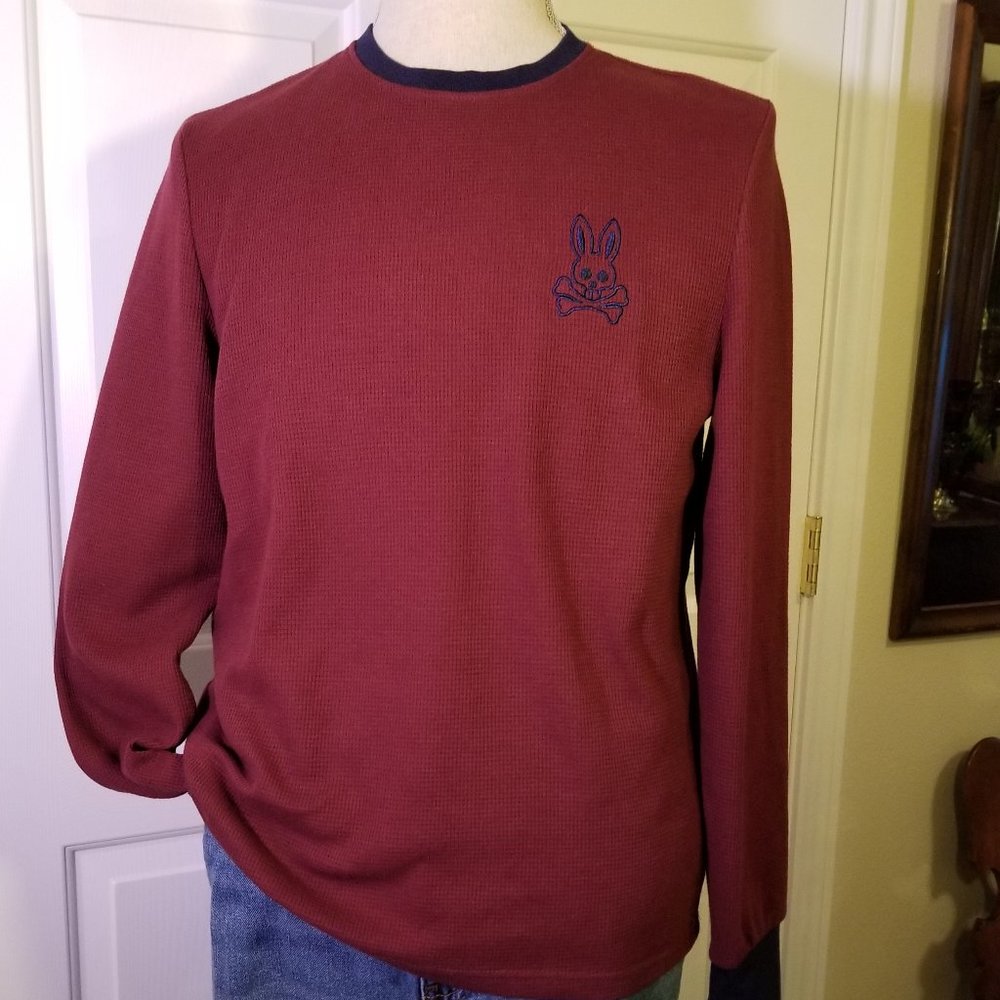 Psycho Bunny Burgundy Long Sleeve Tee M, Like New